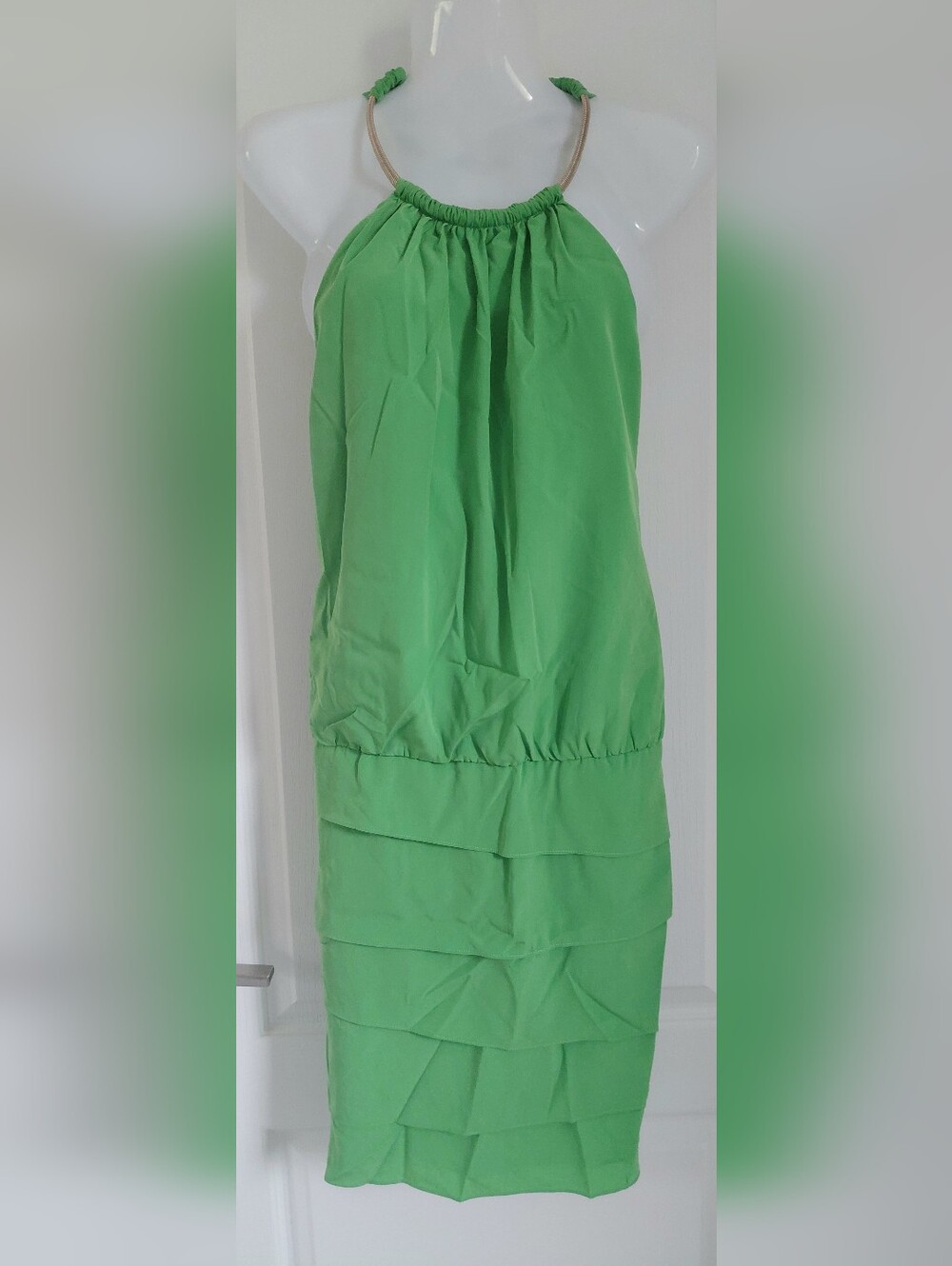 Laundry By Shelli Segal Green Halter Tiered Dress